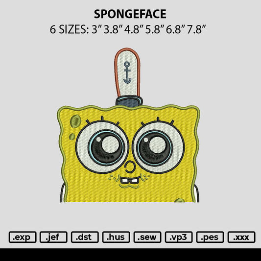 Spongeface Embroidery File 6 sizes