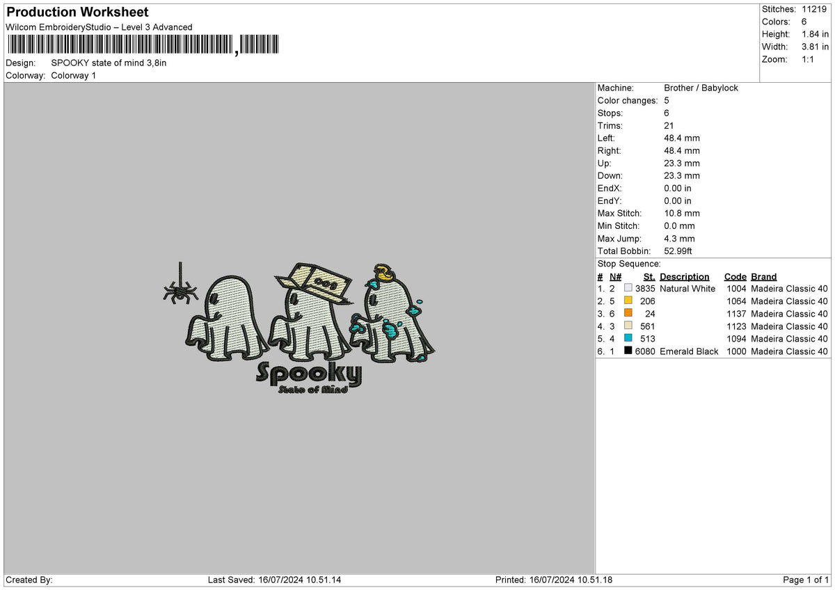 Spooky State Embroidery File 6 sizes