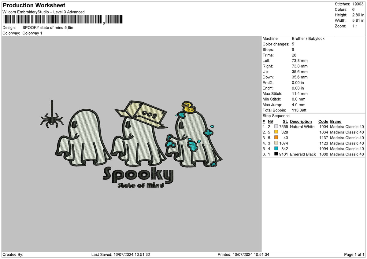 Spooky State Embroidery File 6 sizes