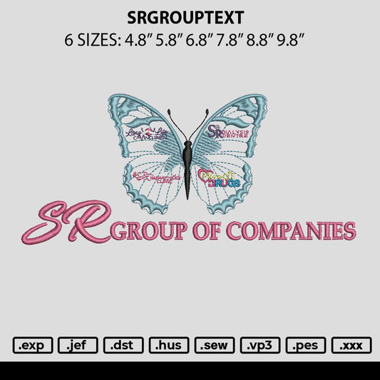 Srgrouptext Embroidery File 6 sizes