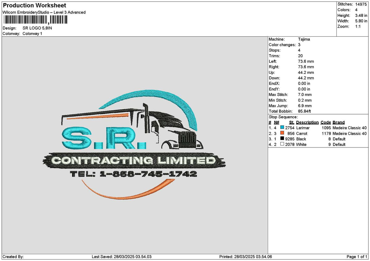 Sr Truck 02 Embroidery File 6 sizes