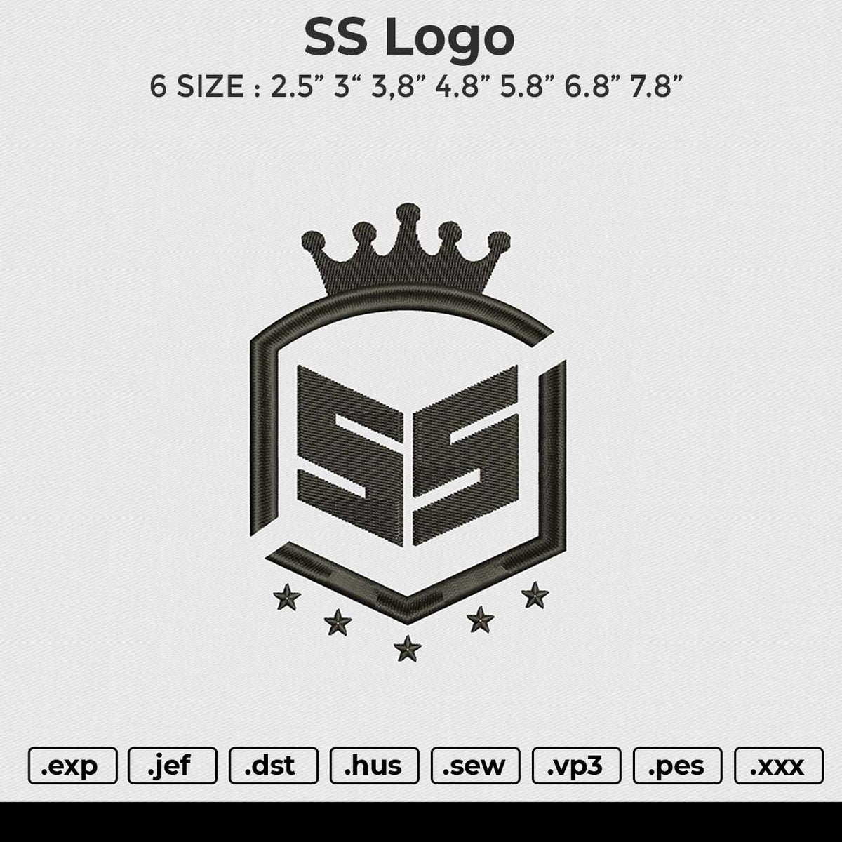 SS logo Embroidery File 6 size