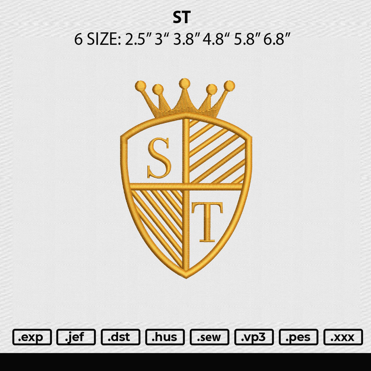 St Embroidery File 6 sizes