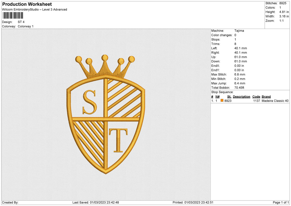St Embroidery File 6 sizes