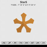 STAR5 Embroidery File 6 sizes