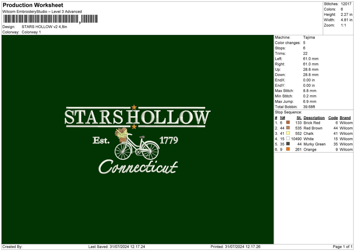 Stars 3107 Embroidery File 6 size