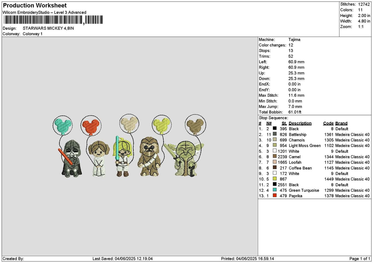 Strawars0406 Embroidery File 6 sizes