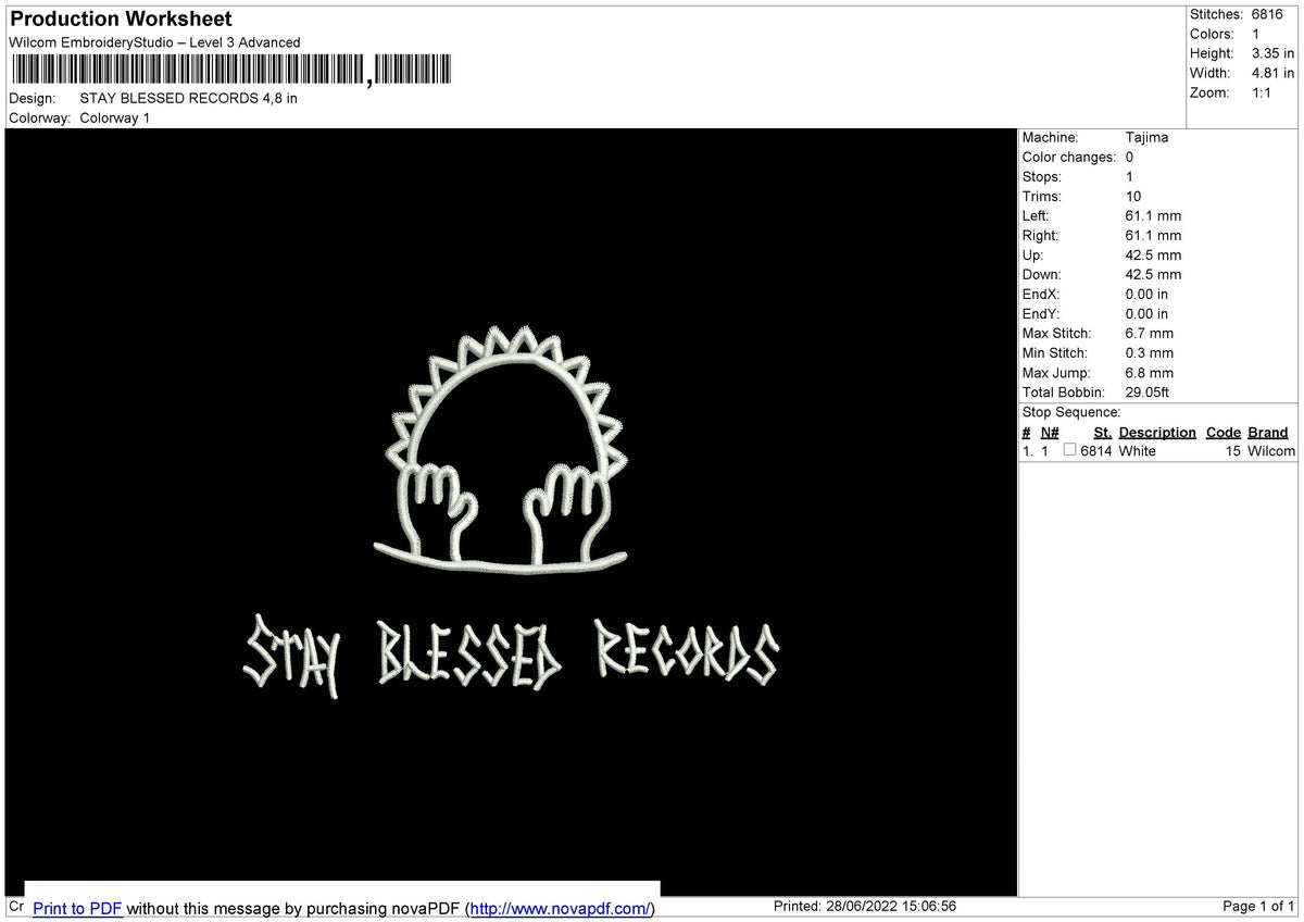 STAY BLESSED RECORDS Embroidery