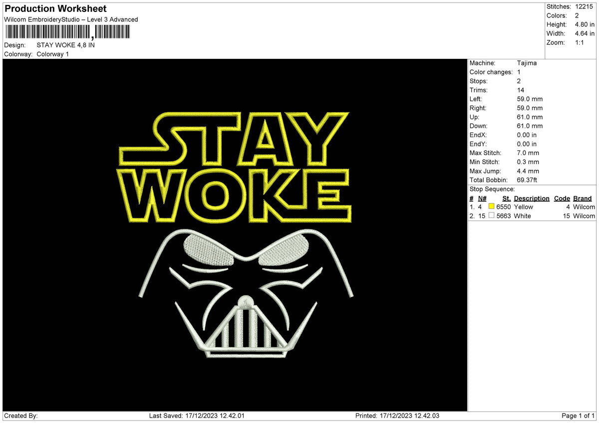Stay W Text Embroidery File 6 sizes