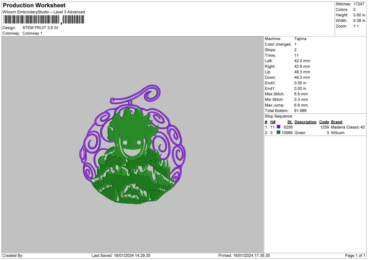 Fruit Purple Embroidery File 6 sizes