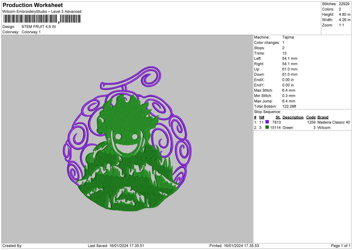 Fruit Purple Embroidery File 6 sizes