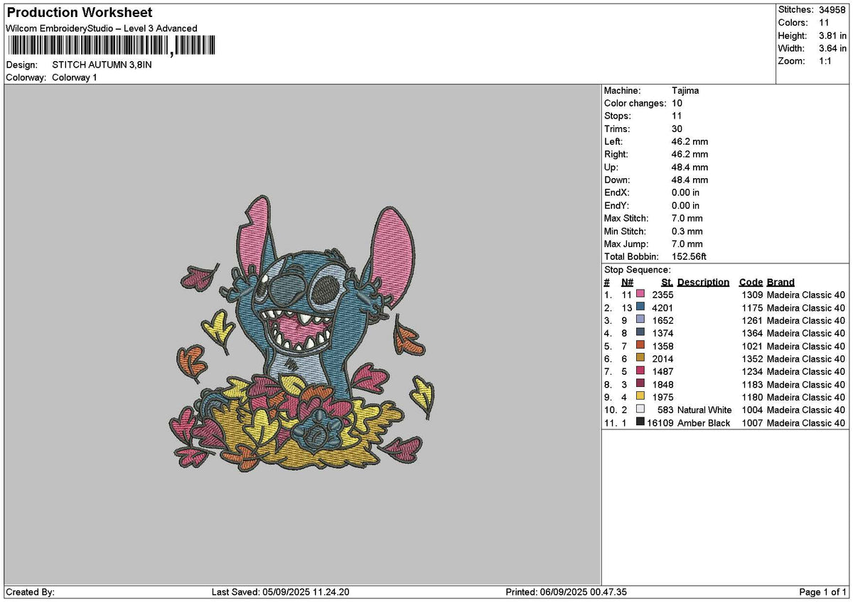 Stitchautumn 0509 Embroidery File 6 sizes
