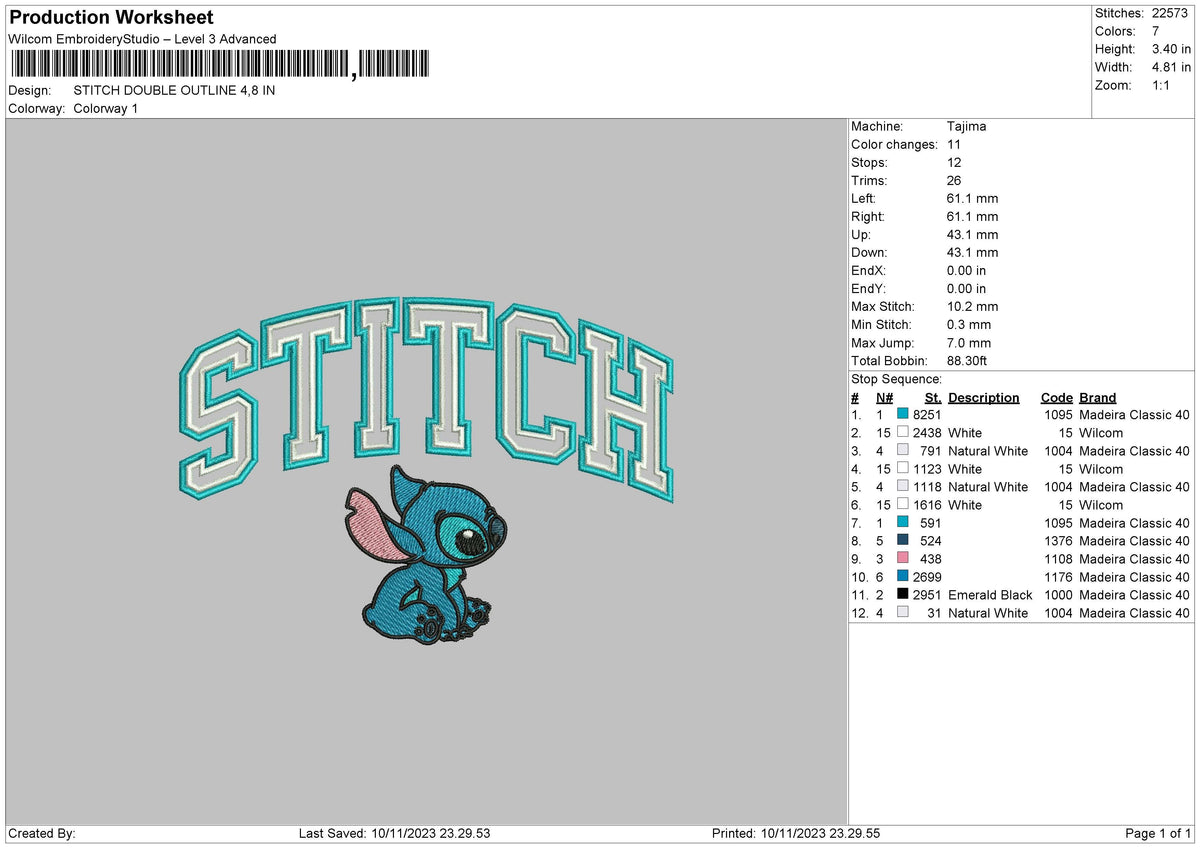 Stitch Doubleline Embroidery File 6 sizes