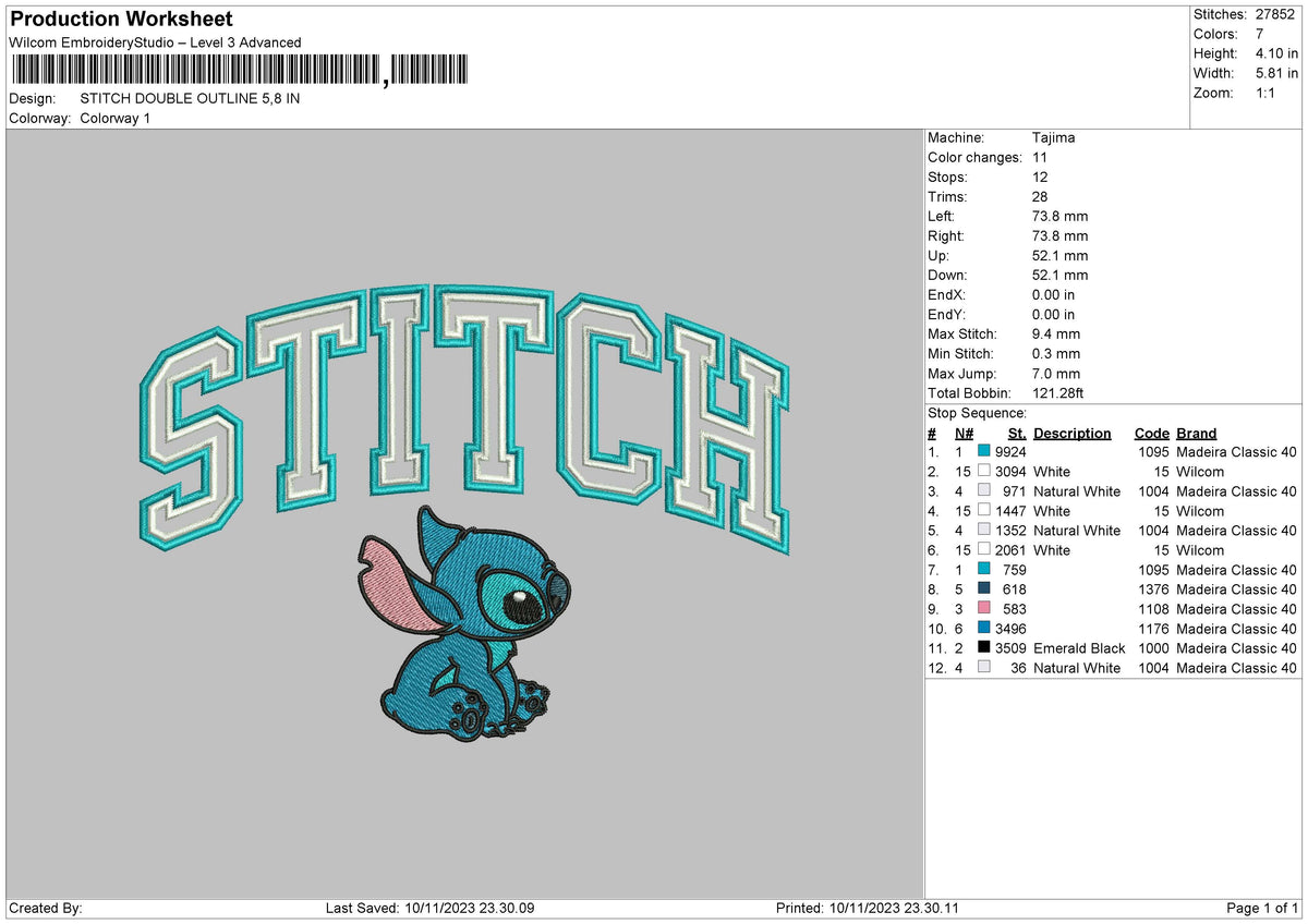 Stitch Doubleline Embroidery File 6 sizes