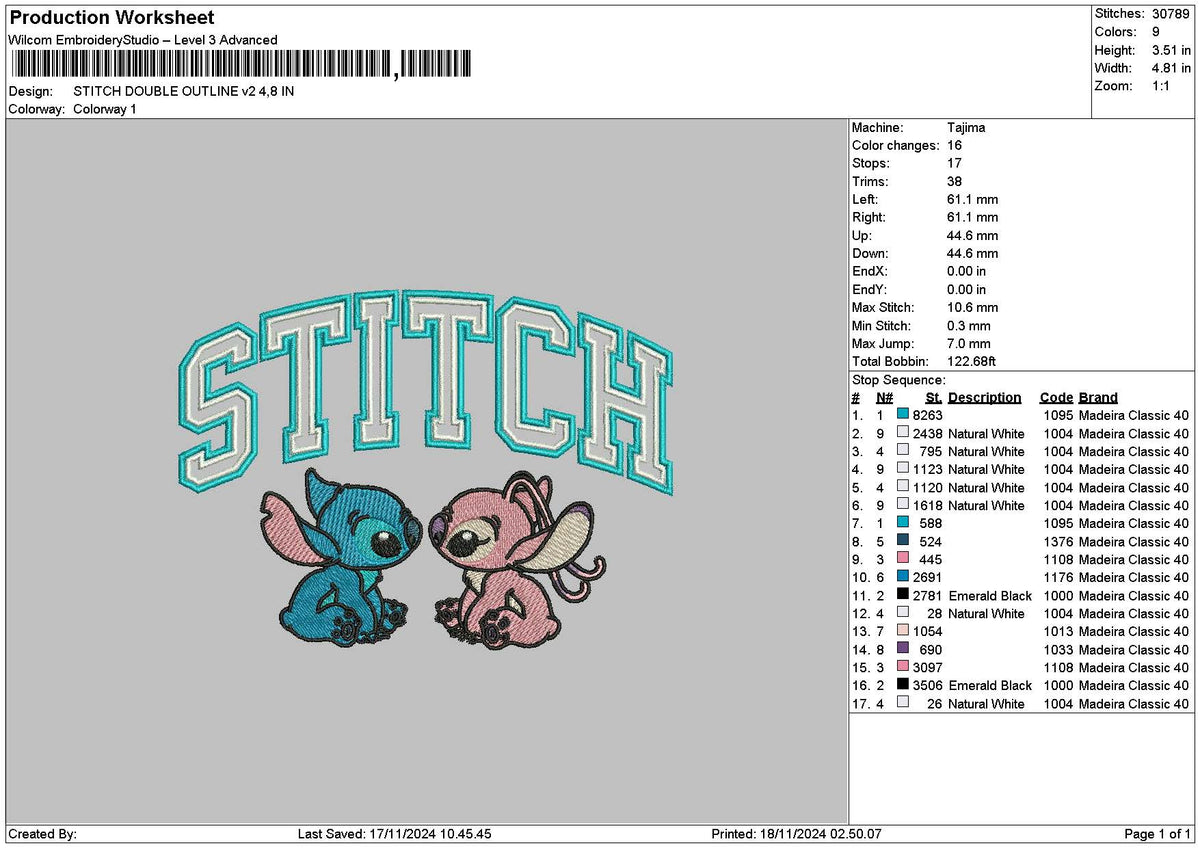 Stitch Double Outline V2 Embroidery File 6 sizes