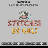 Cow Text 01 Embroidery File 6 sizes
