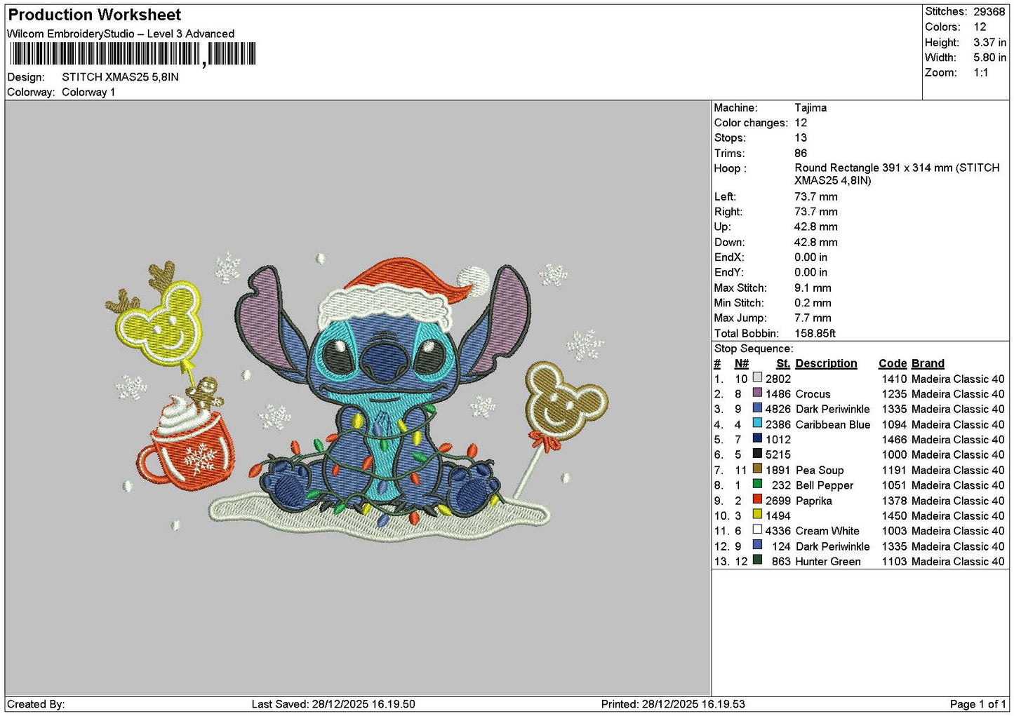 Stitch Xmas025 Embroidery File 6 sizes