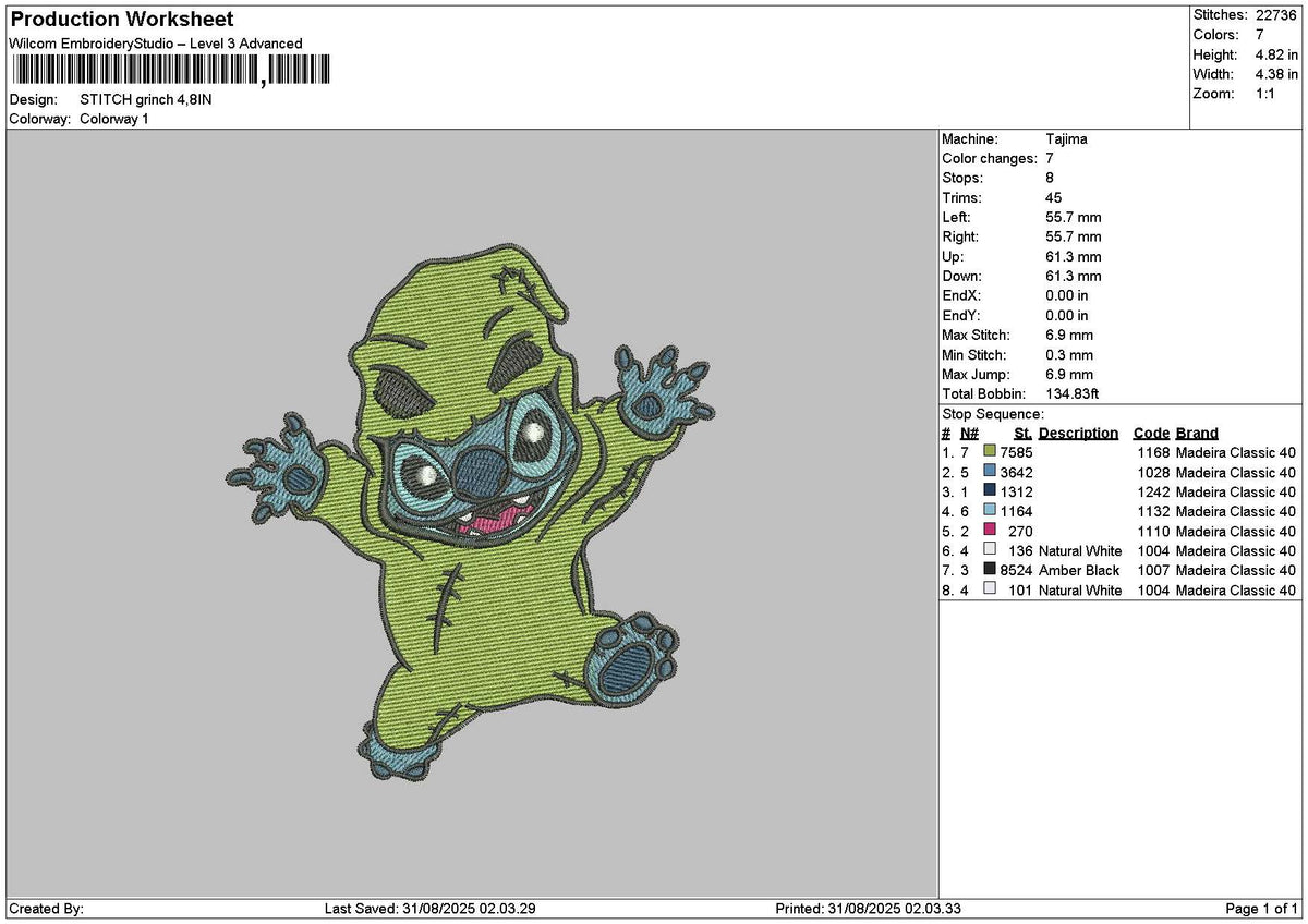Stitchgrinch 3108 Embroidery File 6 sizes