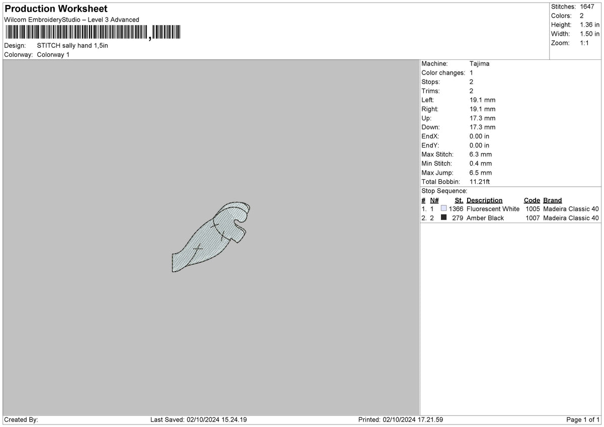 Stitch Hand 03 Embroidery File 6 sizes