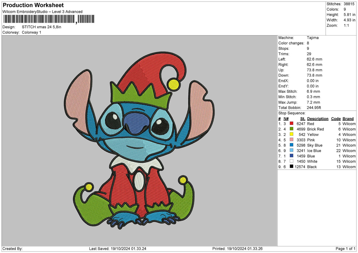 Stitch Xmas 1910 Embroidery File 6 sizes