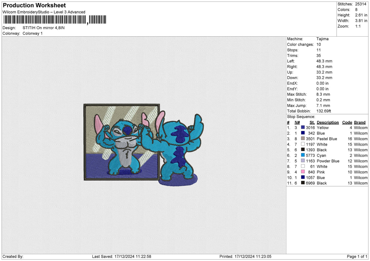 Stitch On Mirro Embroidery File 6 size