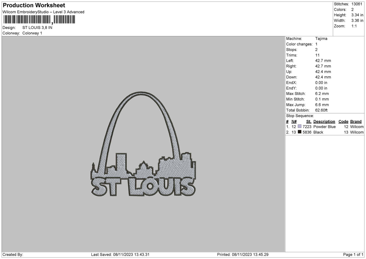 Street L Embroidery File 6 sizes