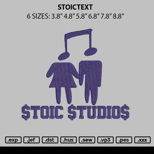 Stoictext Embroidery File 6 sizes