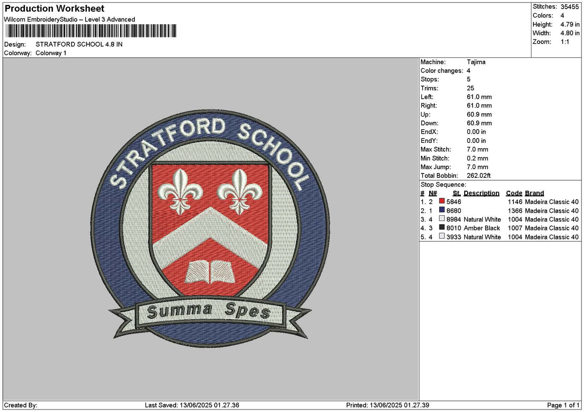 Startfordcircle Embroidery File 6 sizes