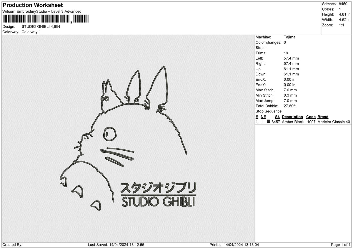 STUDIO GHIBLI Embroidery File 6 size