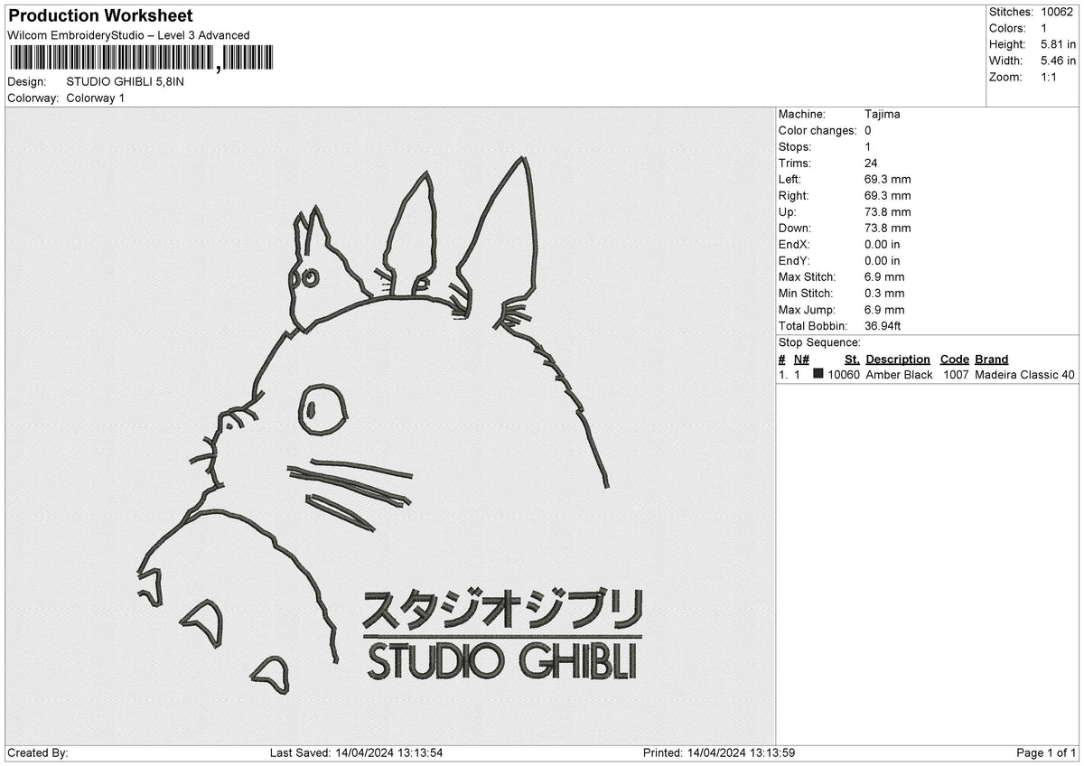 STUDIO GHIBLI Embroidery File 6 size