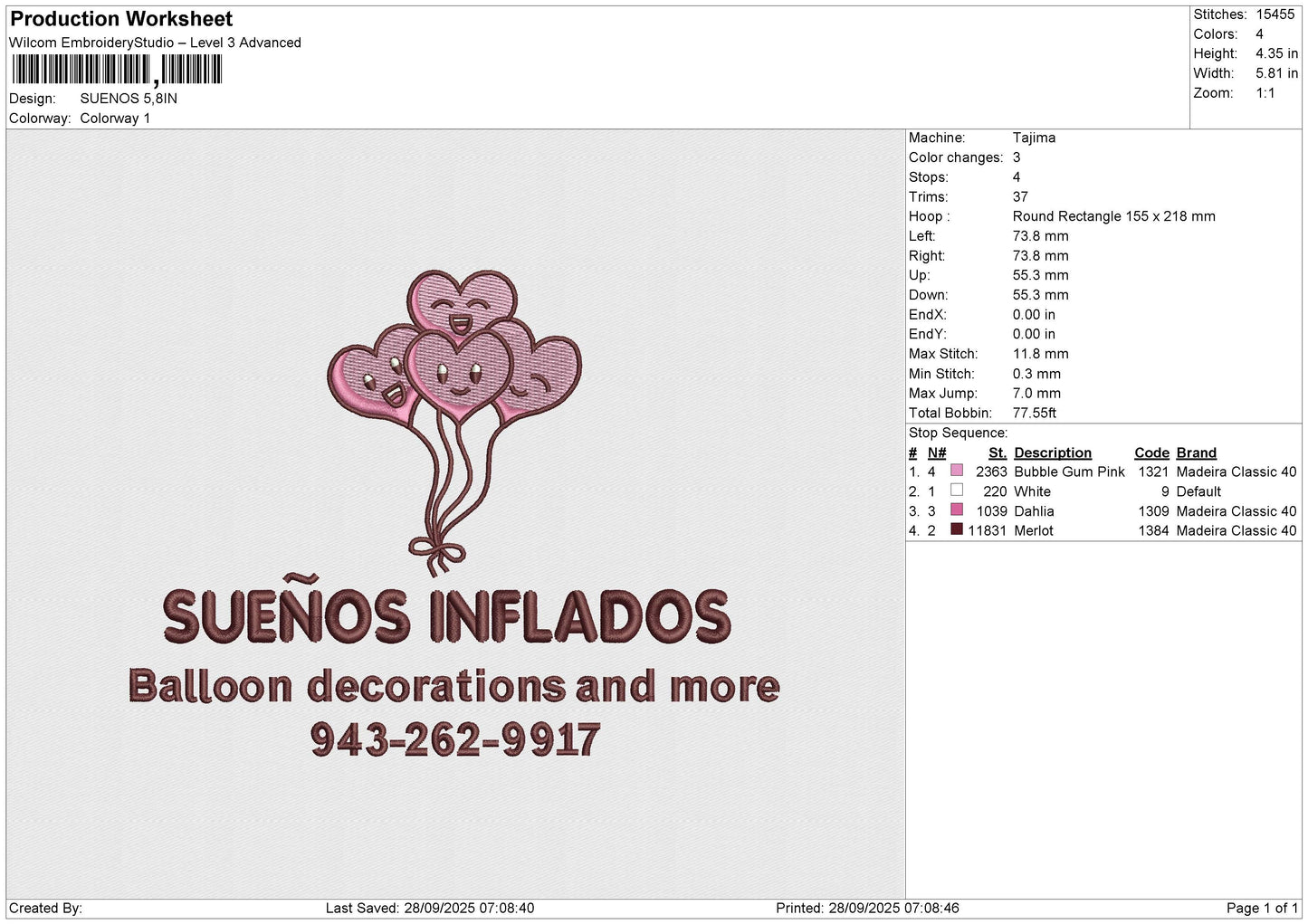 SUENOS Embroidery File 6 size