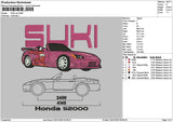 Pink Car 01a Embroidery File 6 sizes