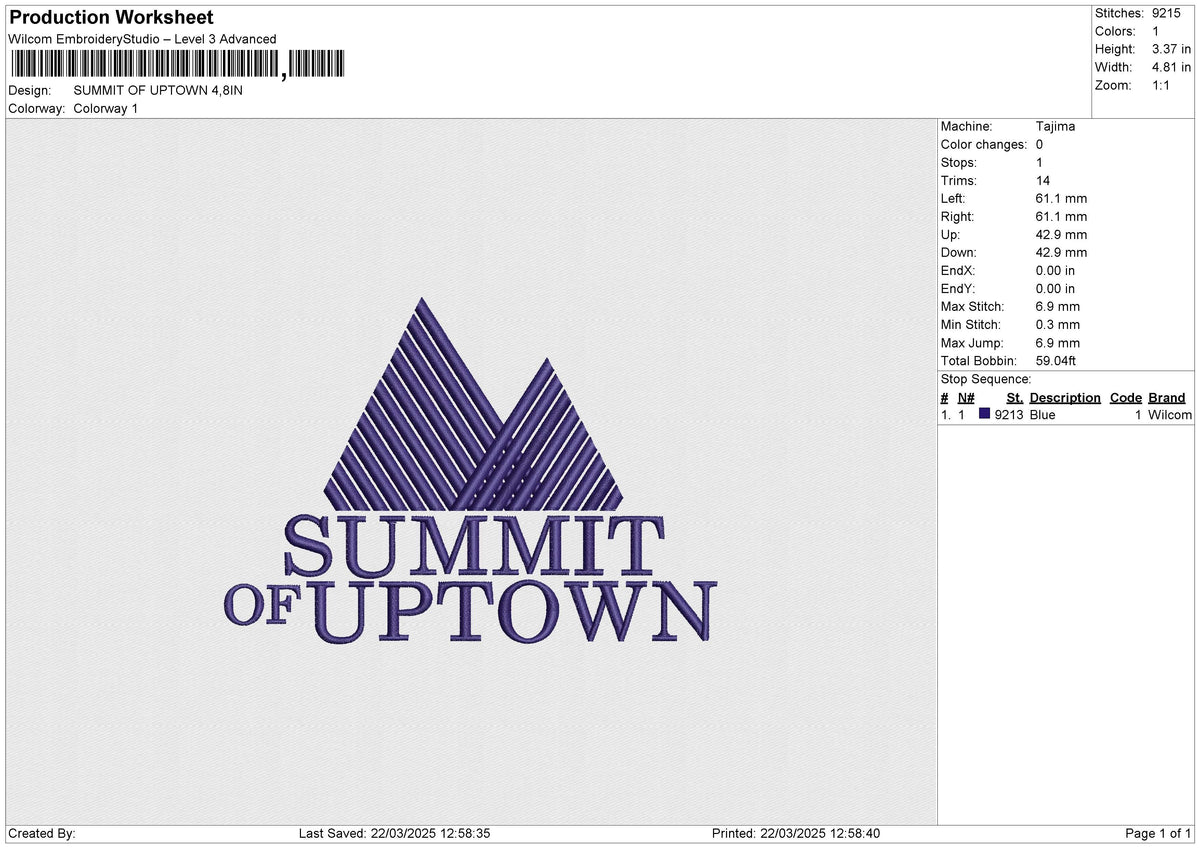 SUMMIT OF UPTOWN Embroidery File 6 size