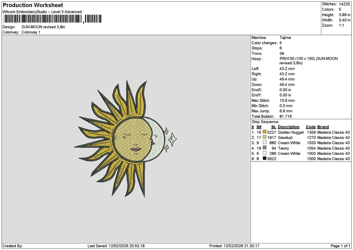 Sunmoon 0702 Embroidery File 6 sizes