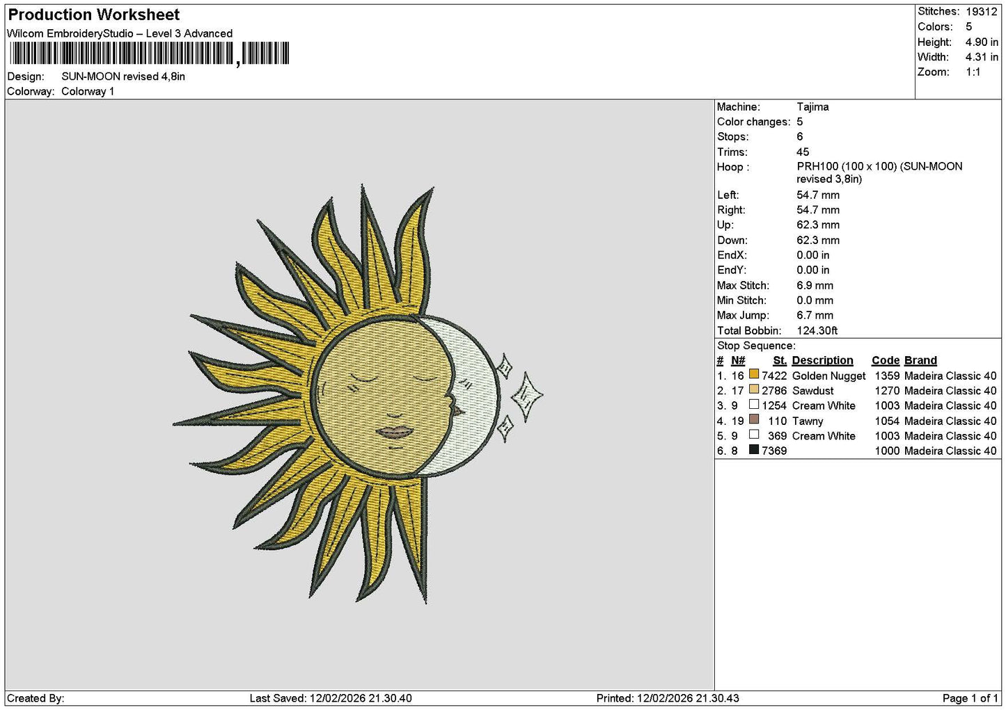 Sunmoon 0702 Embroidery File 6 sizes
