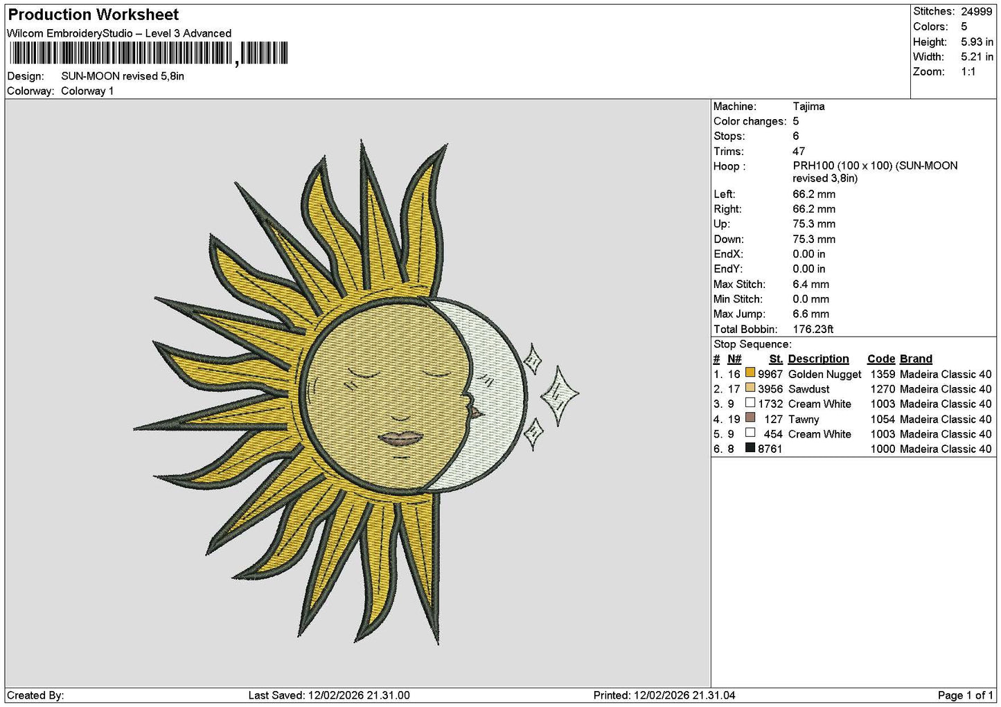 Sunmoon 0702 Embroidery File 6 sizes