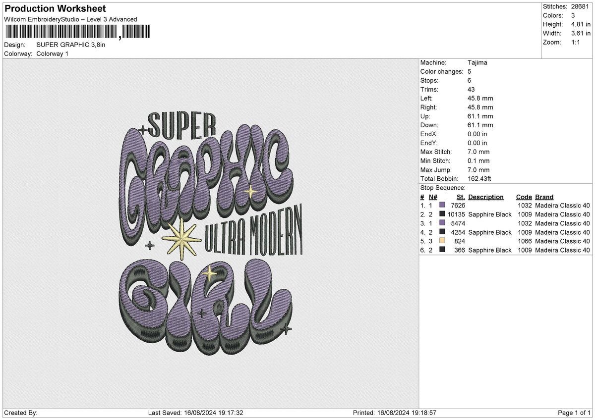 SUPER GRAPHIC Embroidery File 6 size