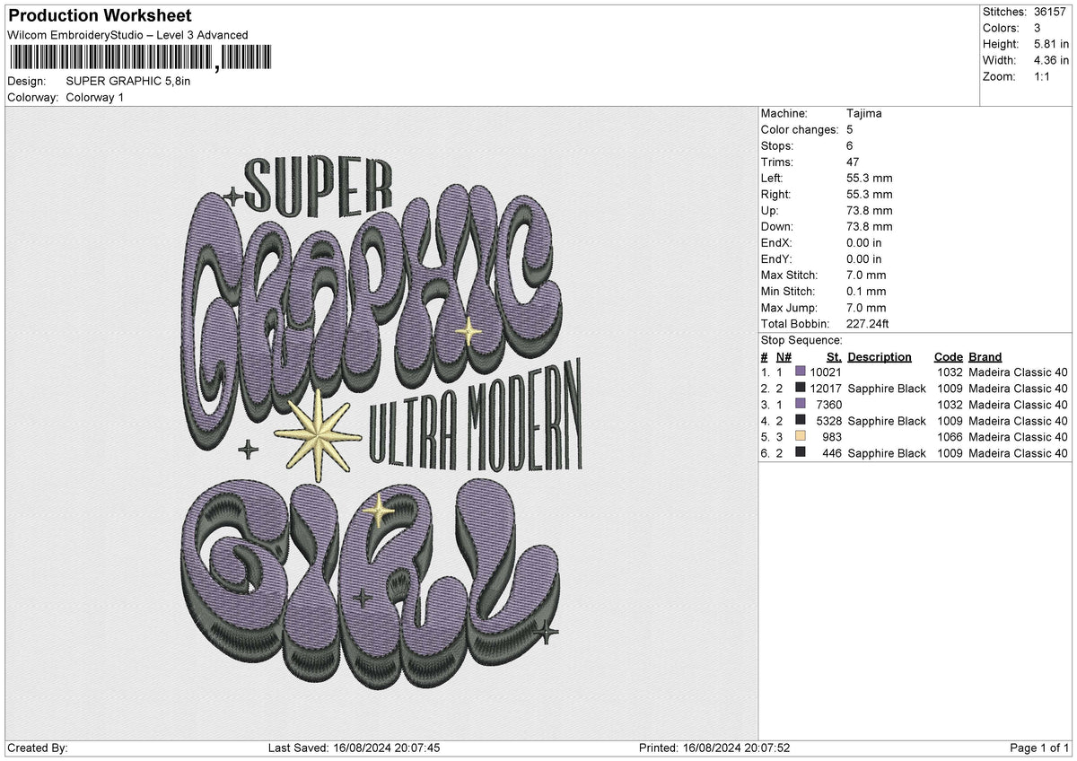 SUPER GRAPHIC Embroidery File 6 size