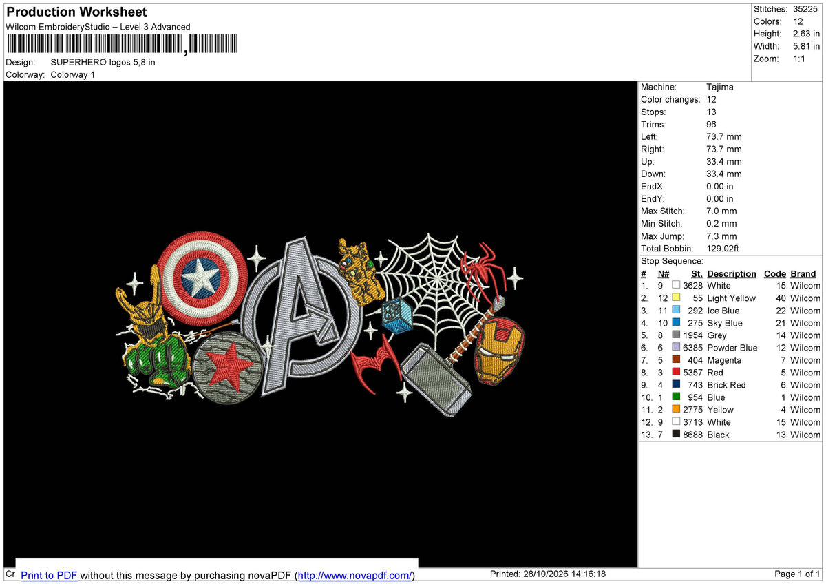 SUPERHERO Logos Embroidery File 6 sizes