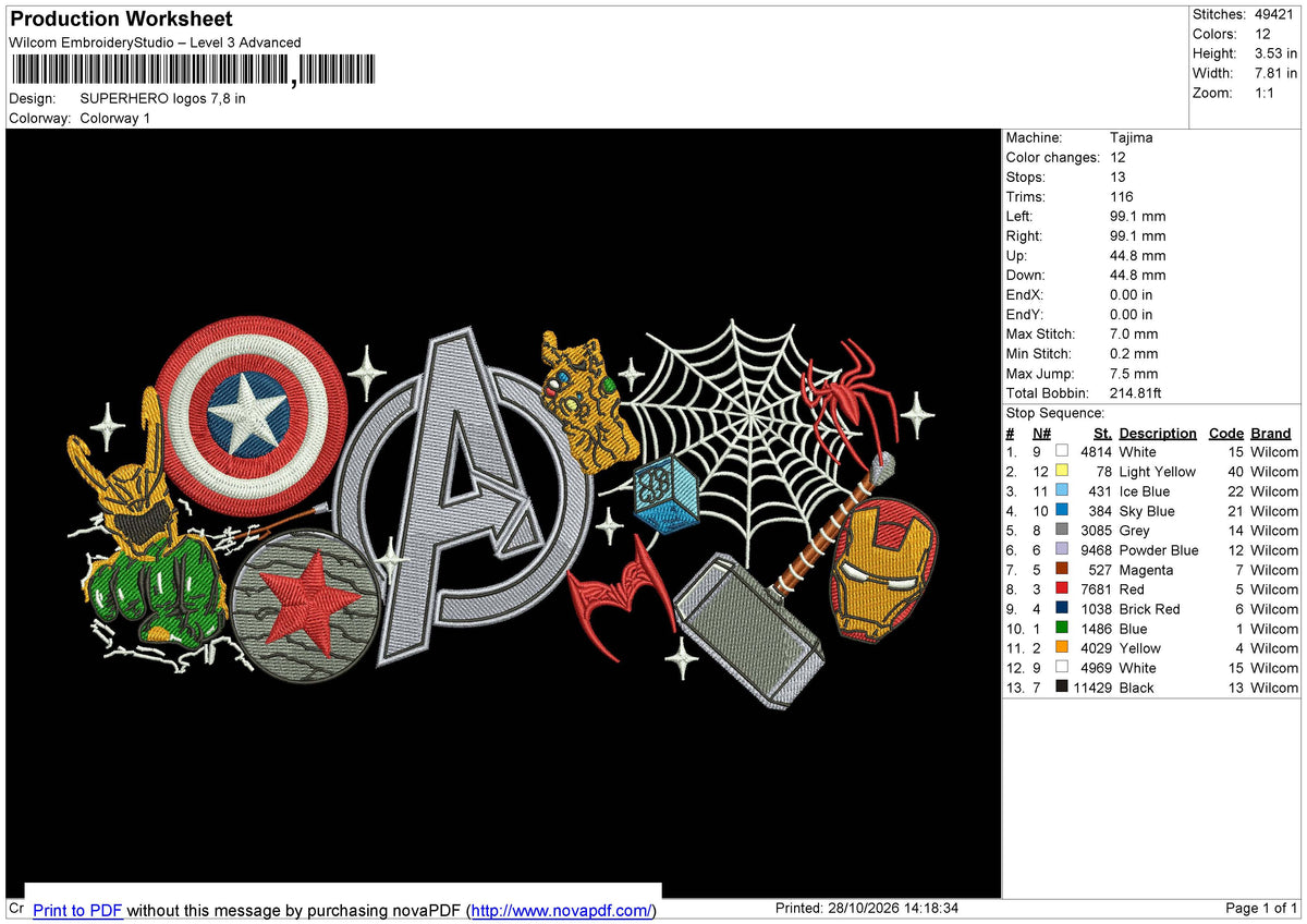 SUPERHERO Logos Embroidery File 6 sizes