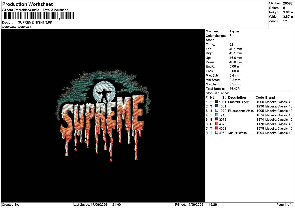 Supremetext Melt 01 Embroidery File 6 sizes