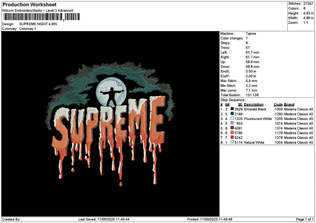Supremetext Melt 01 Embroidery File 6 sizes