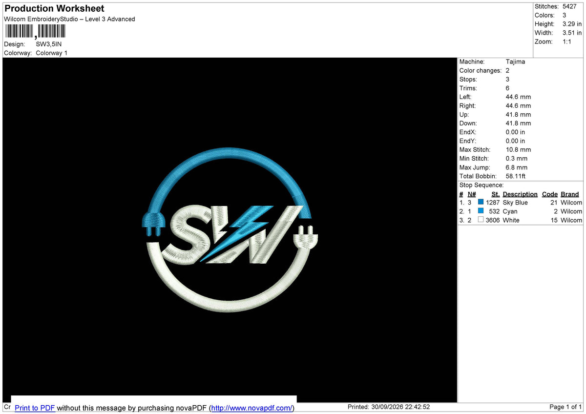 SW Embroidery File 6 sizes