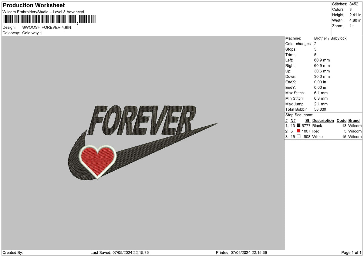 Swoosh Forever Embroidery File 6 sizes