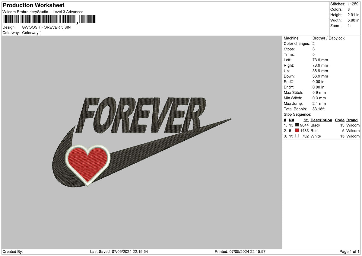 Swoosh Forever Embroidery File 6 sizes