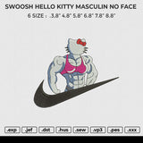 SWOOSH HELLO KITTY MASCULIN NO FACE Embroidery File 6 size