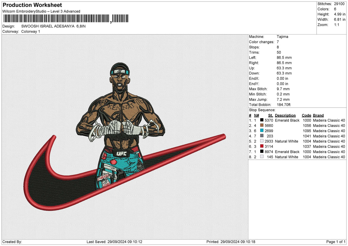 SWOOSH ISRAEL ADESANYA Embroidery File 6 size