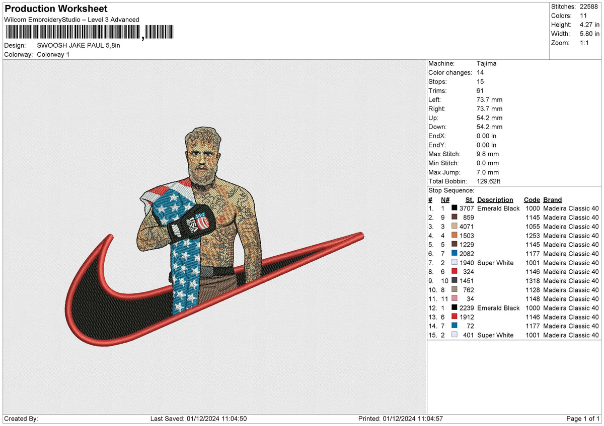 SWOOSH JAKE PAUL Embroidery File 6 size