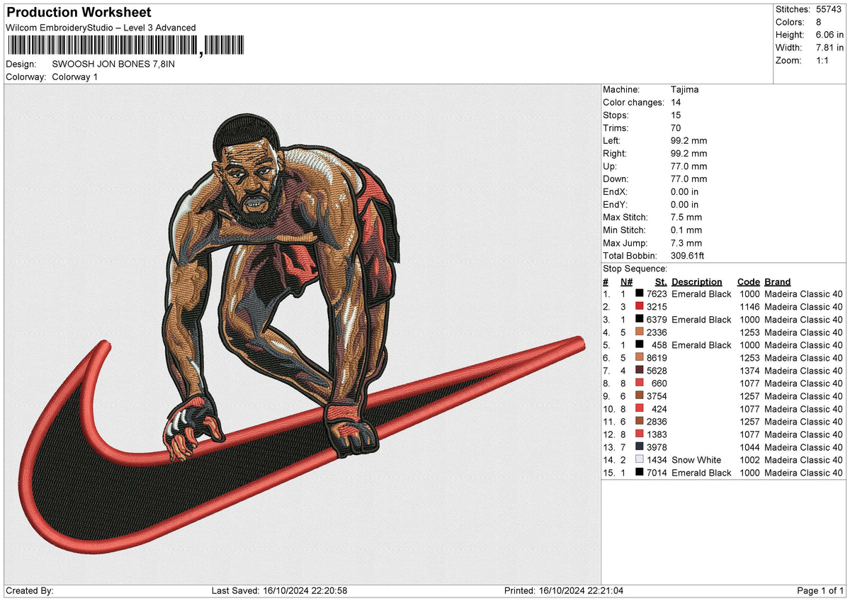 SWOOSH JON BONES Embroidery File 6 size