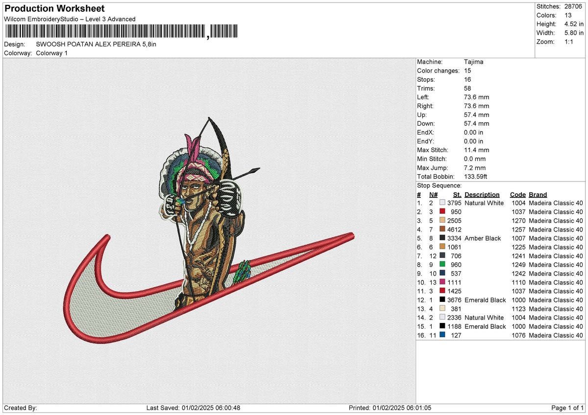 SWOOSH POATAN ALEX PEREIRA Embroidery File 6 size